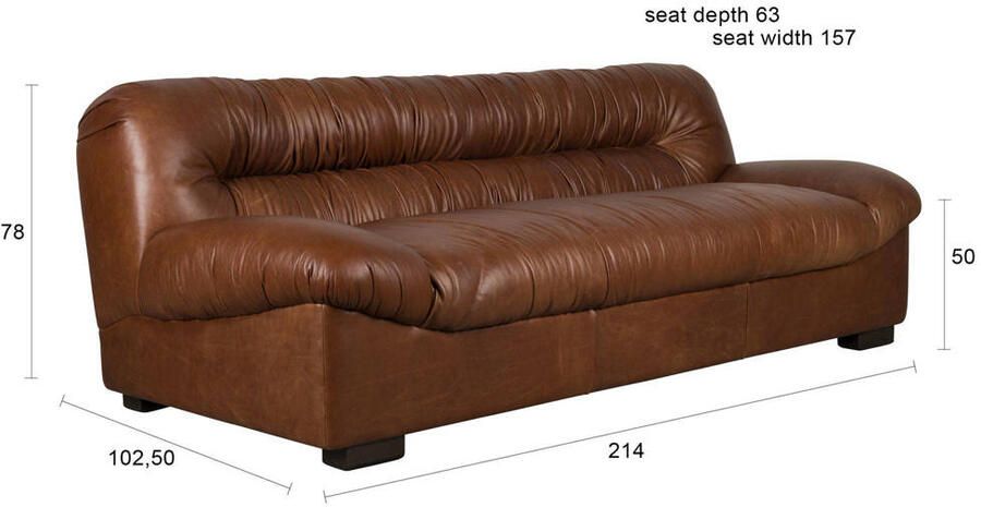Dutchbone Douglas 3-zitsbank Leer Chocolade Bruin
