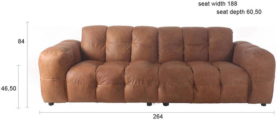 Dutchbone Hackman 3-zitsbank Leer Cognac Bruin - Foto 2