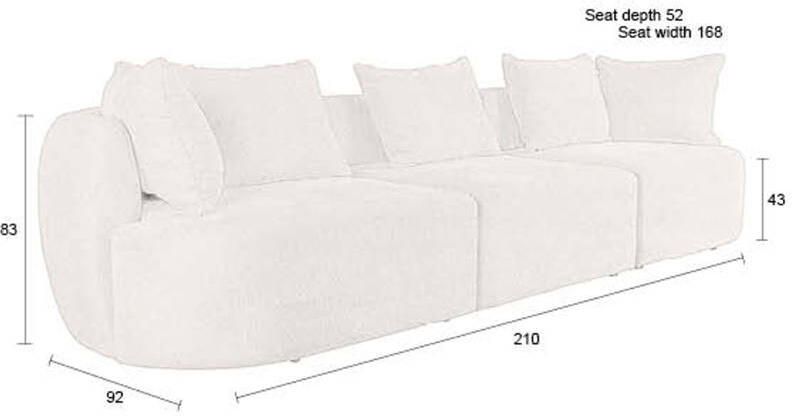 Dutchbone 4 5-zits Bank Rocca Geweven stof Cappuccino - Foto 3