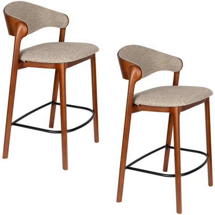 Dutchbone barkruk babington (set van 2) Babington Counter Barkruk 65 cm Walnoot Set van 2