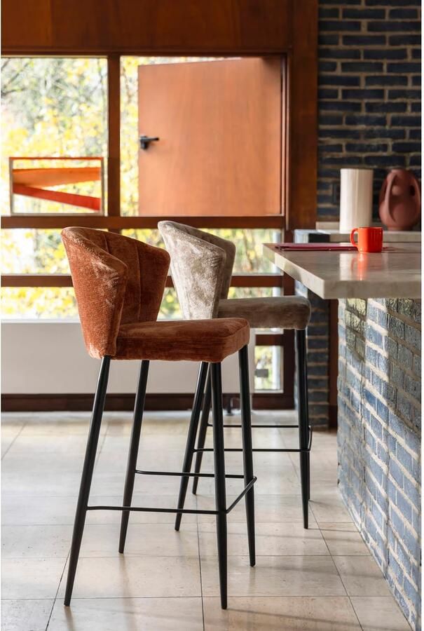 Dutchbone Georgia Barkrukken rugleuning 73 cm Oranje Set van 2 - Foto 4