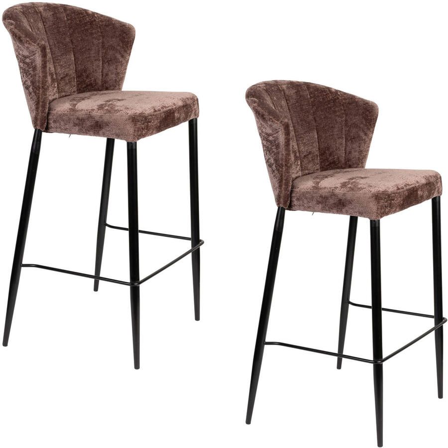 Dutchbone Georgia Barkrukken rugleuning 73 cm Paars Set van 2