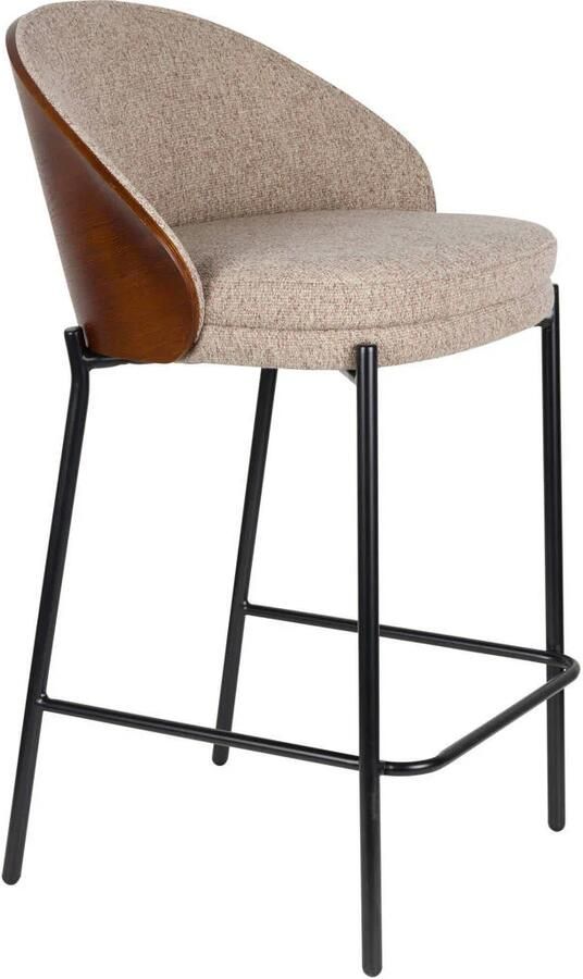 Dutchbone Rodin Counter Barkrukken met Rugleuning 65 cm Beige Set van 2 - Foto 2