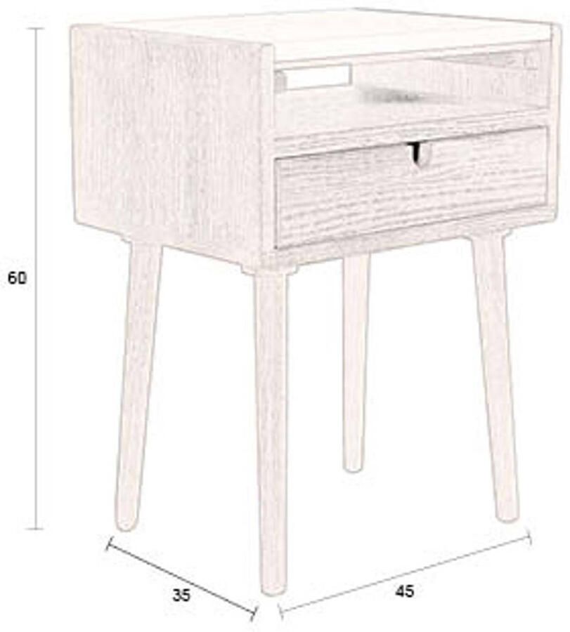 Dutchbone Nachtkastje Arda Walnoot en travertin Met 1 lade Bruin
