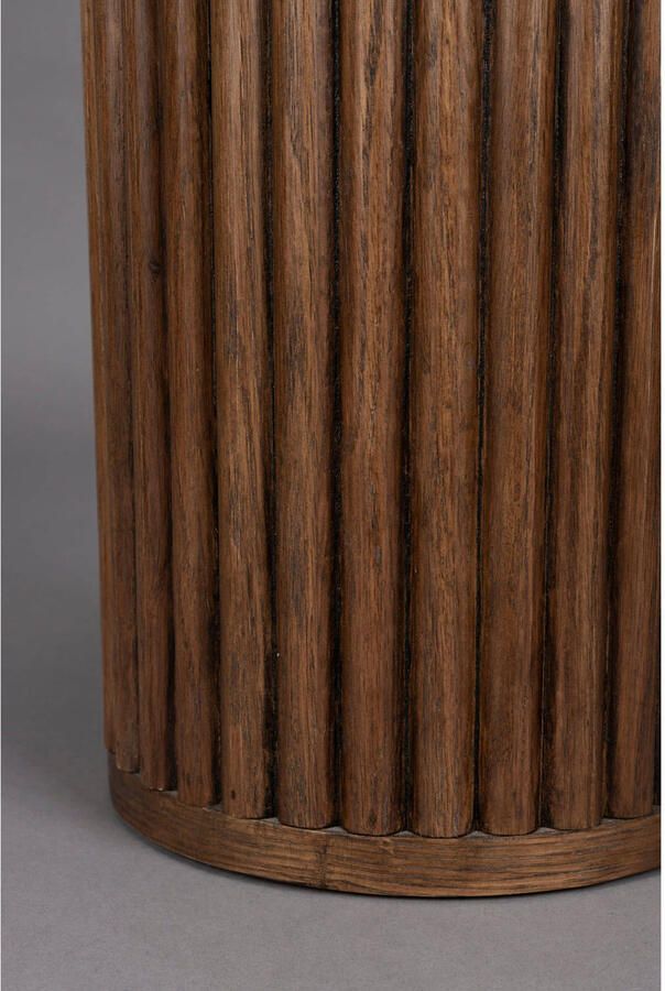 Dutchbone Ronde Bijzettafel Arda Walnoot en travertin 35cm Bruin - Foto 3