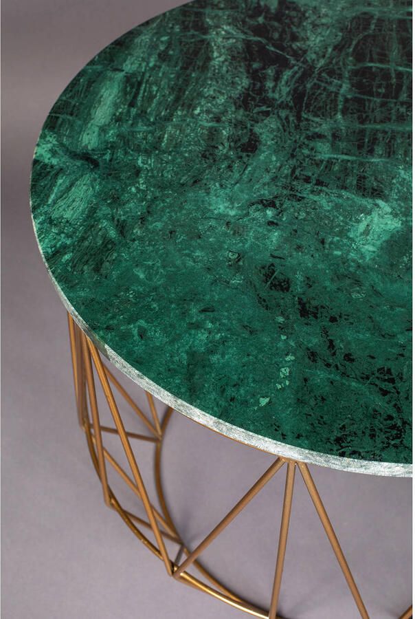 Dutchbone Boss Bijzettafel Rond 51 cm Marmer Groen Goud - Foto 4
