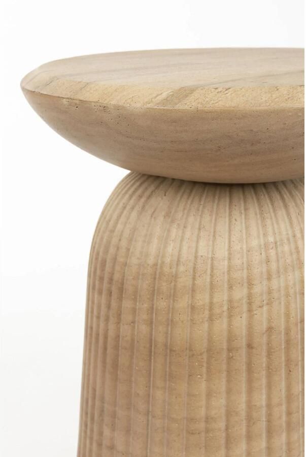 Dutchbone bijzettafel Brison Kruk Bijzettafel Natuursteen look (35.8x35.8 cm) Grijs - Foto 3