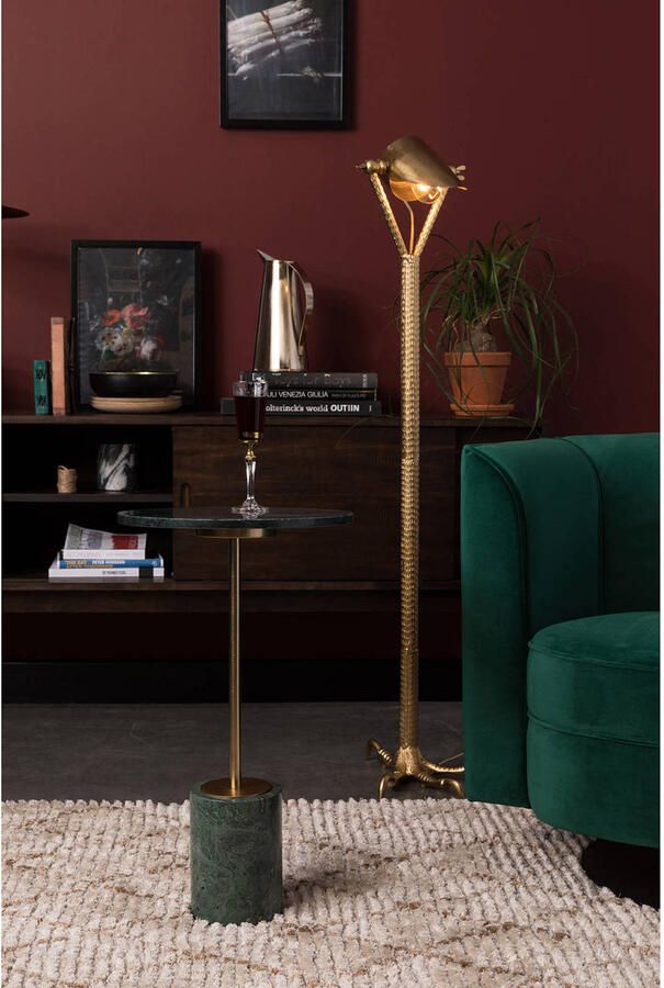 Dutchbone Gunnar Bijzettafel Rond 37 5 cm Marmer Groen Goud