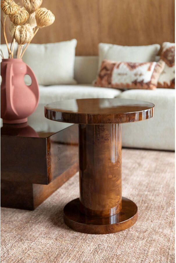 Dutchbone Quinn Bijzettafel Rond 46 cm Walnoot kleur Bruin - Foto 2