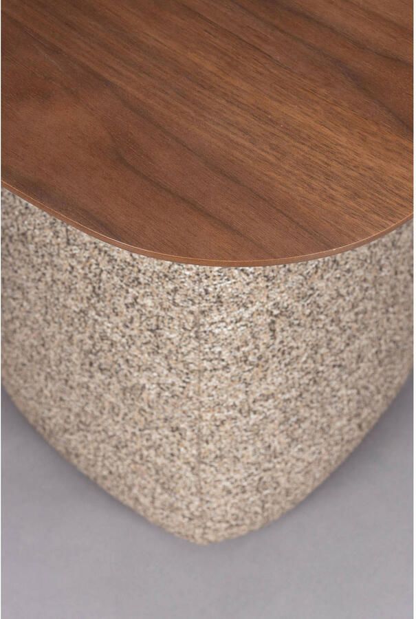 Dutchbone Bijzettafel Shelly Gemêleerde stof en walnootlook 48 x 48cm Cinnamon - Foto 2