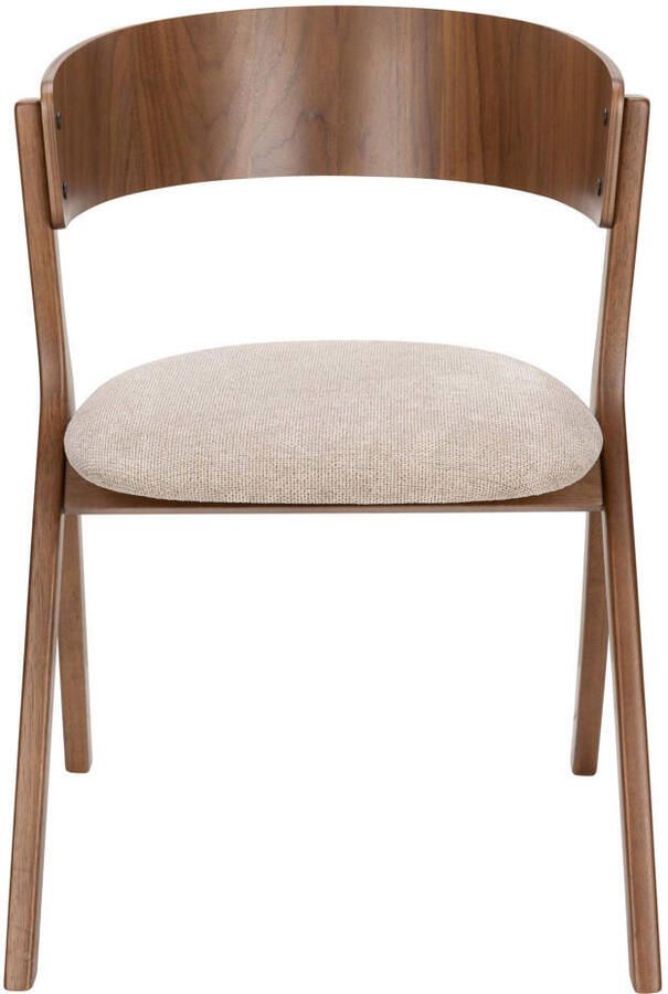 Dutchbone Bresso Eetkamerstoelen Walnoot Beige Set van 2 - Foto 3