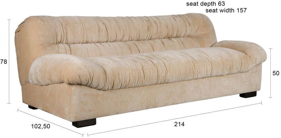 Dutchbone Douglas 3-zitsbank Velours Beige - Foto 2