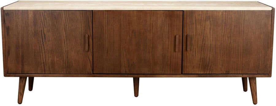 Dutchbone TV-meubel Arda Walnoot en travertin 160cm Bruin - Foto 4