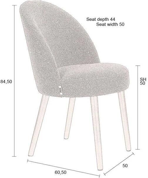 Dutchbone Barbara Eetkamerstoelen Bouclé Beige Set van 2 - Foto 4