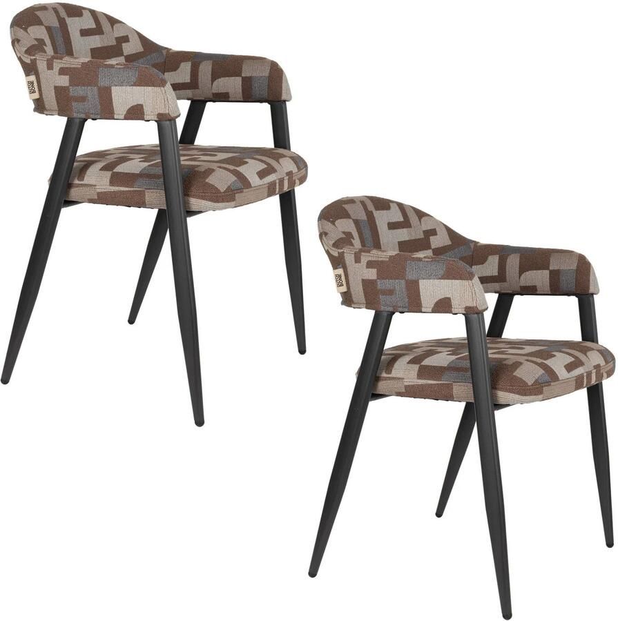 Dutchbone Miyo Eetkamerstoelen Lichtbruin Set van 2