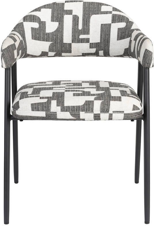 Dutchbone Miyo Eetkamerstoelen met armleuning Wit| Zwart Set van 2 - Foto 4