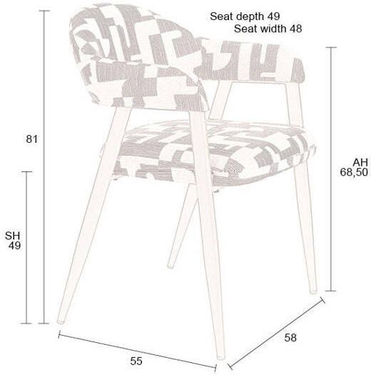 Dutchbone Miyo Eetkamerstoelen met armleuning Wit| Zwart Set van 2 - Foto 3