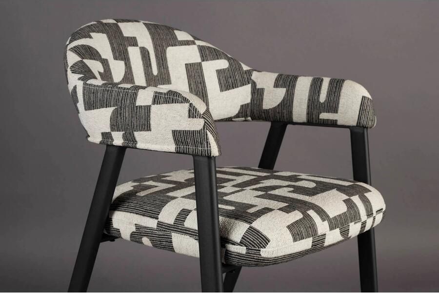 Dutchbone Miyo Eetkamerstoelen met armleuning Wit| Zwart Set van 2 - Foto 4