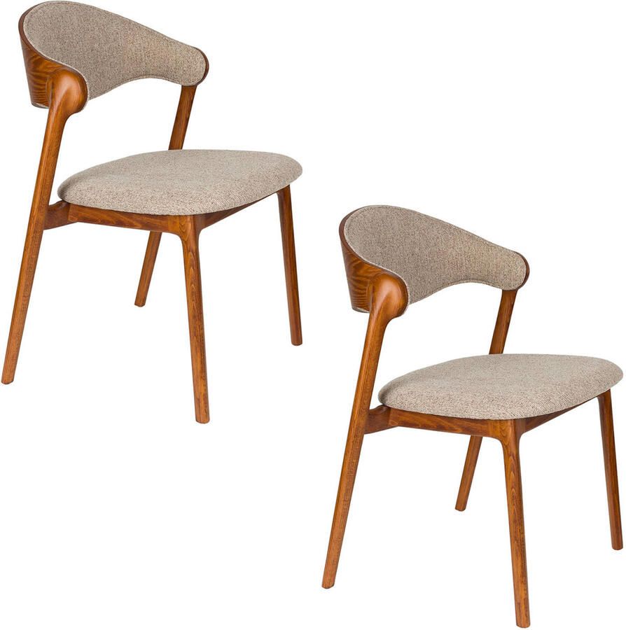 Dutchbone Babington Eetkamerstoelen Walnoot kleur Set van 2 - Foto 2