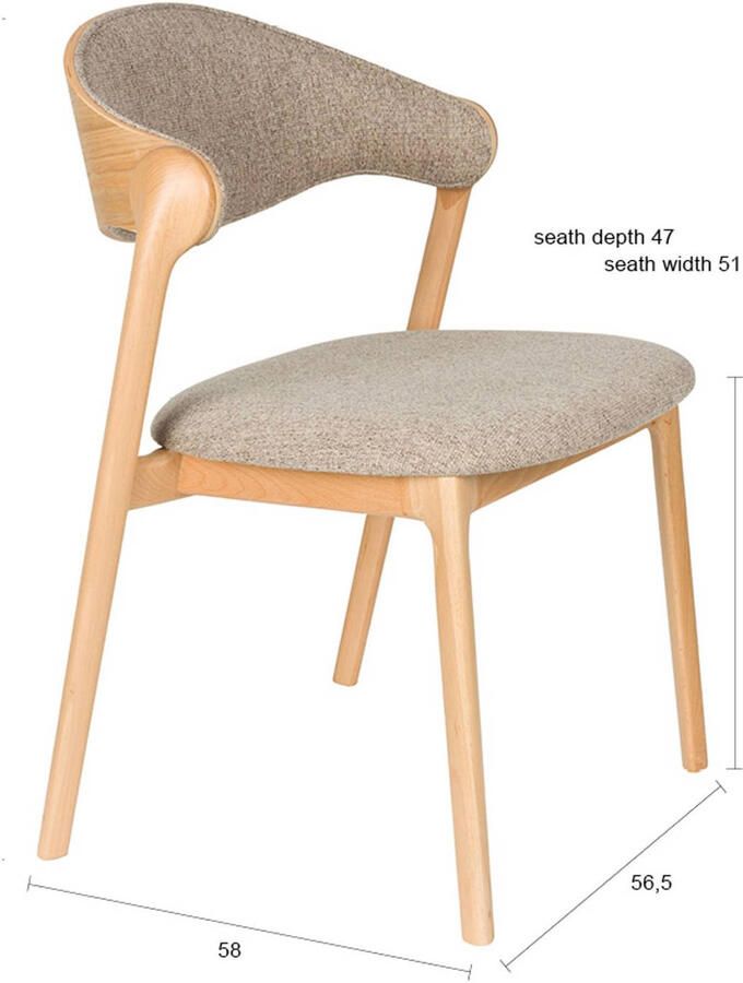 Dutchbone Babington Eetkamerstoelen Naturel Set van 2 - Foto 2