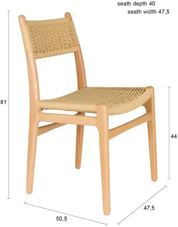 Dutchbone Cecile Eetkamerstoelen Hout Naturel Set van 2 - Foto 3