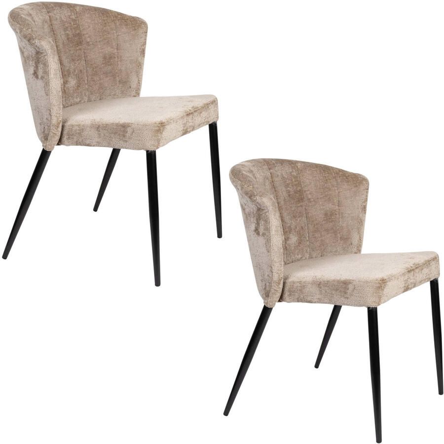 Dutchbone Georgia Eetkamerstoelen Beige Set van 2