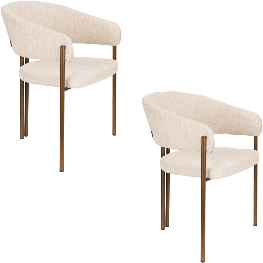 Dutchbone Naida Eetkamerstoelen Armleuning Beige Set van 2 - Foto 3