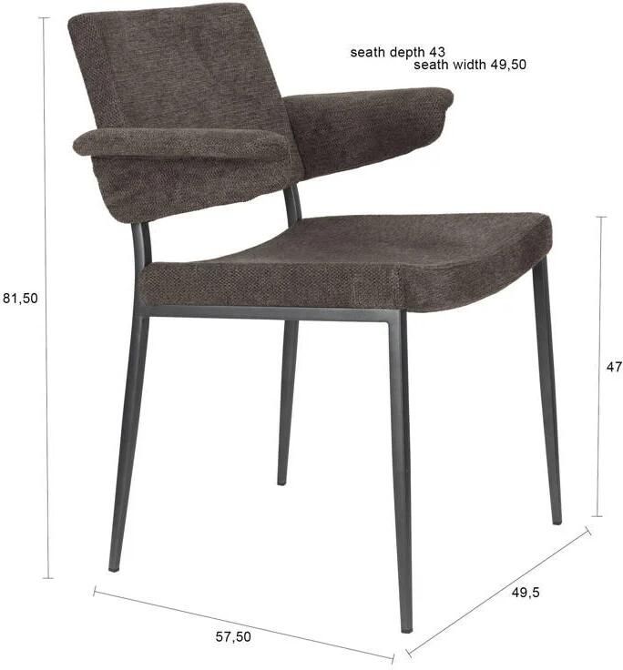 Dutchbone Portland Eetkamerstoelen met leuning Grijs Set van 2 - Foto 4