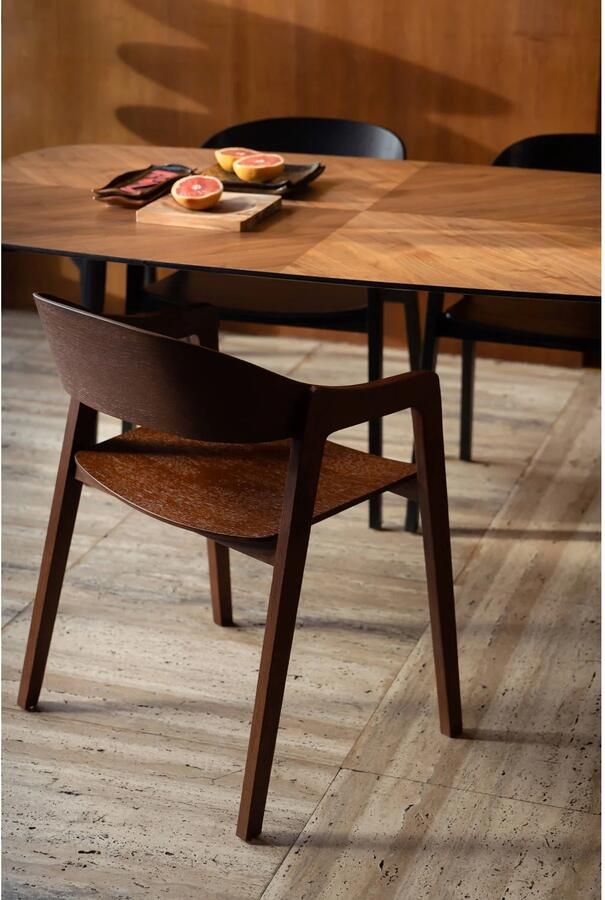 Dutchbone Westlake Eetkamerstoelen met armleuning Hout Walnoot Set van 2 - Foto 3