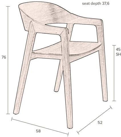 Dutchbone Westlake Eetkamerstoelen met armleuning Hout Naturel Set van 2 - Foto 4