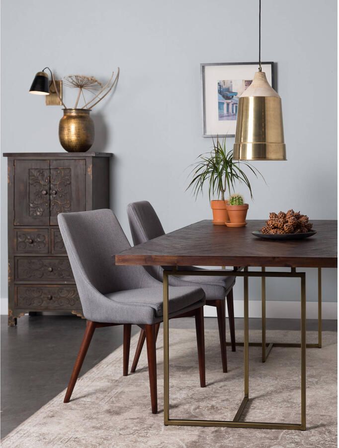 Dutchbone " Class Eettafel Visgraat 180 x 90 cm Bruin " - Foto 2