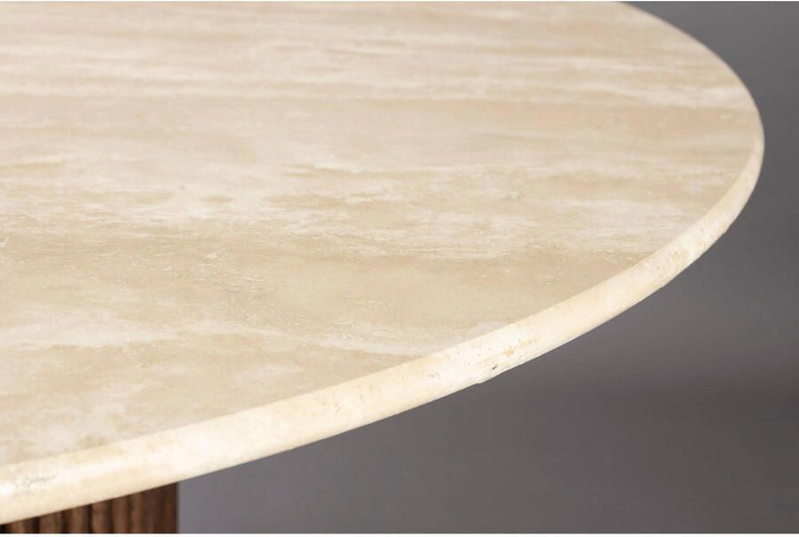 Dutchbone Ronde Eettafel Arda Walnoot en travertin 115cm Bruin - Foto 2