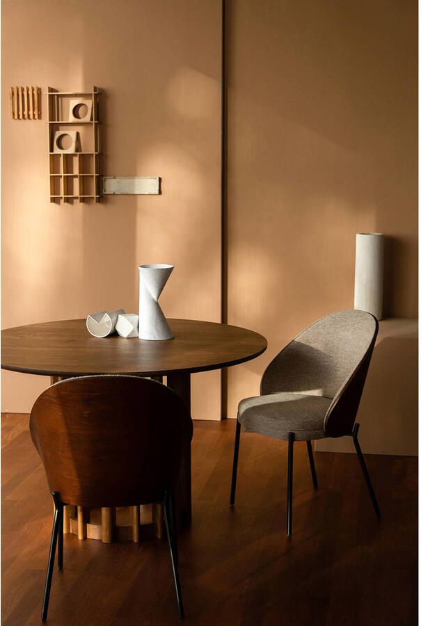 Dutchbone Barlet Eettafel Rond 120 cm Hout Walnoot Bruin} - Foto 4