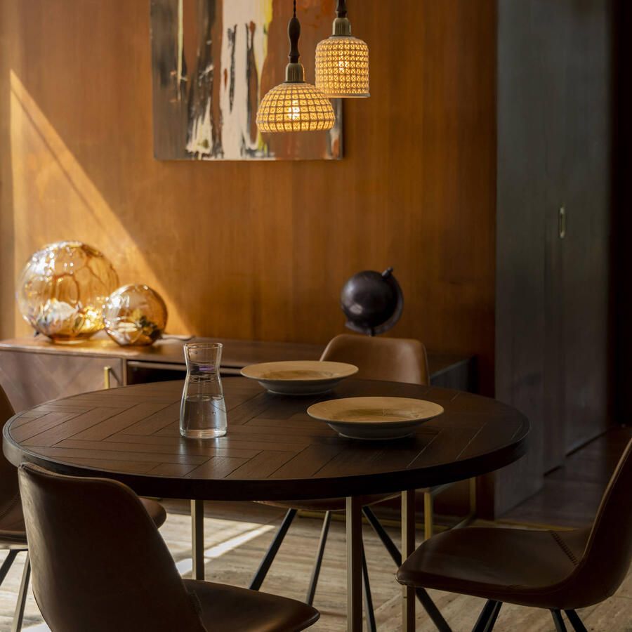 Dutchbone Class Eettafel Rond 120 cm Acaciahout Bruin} - Foto 2