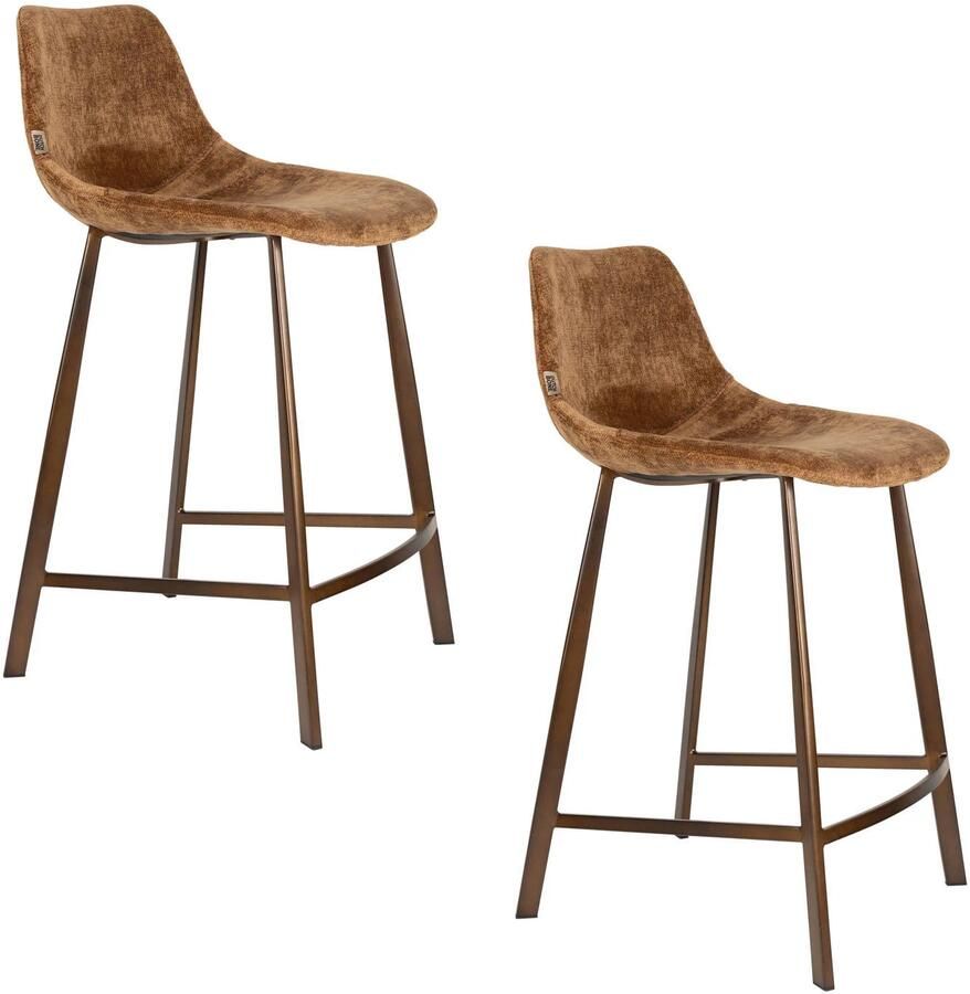 Dutchbone Franky Barkrukken 65 cm Cognac Set van 2
