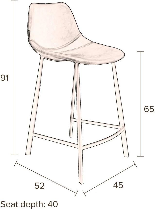 Dutchbone Franky Barkrukken rugleuning 65 cm Grijs Set van 2 - Foto 5