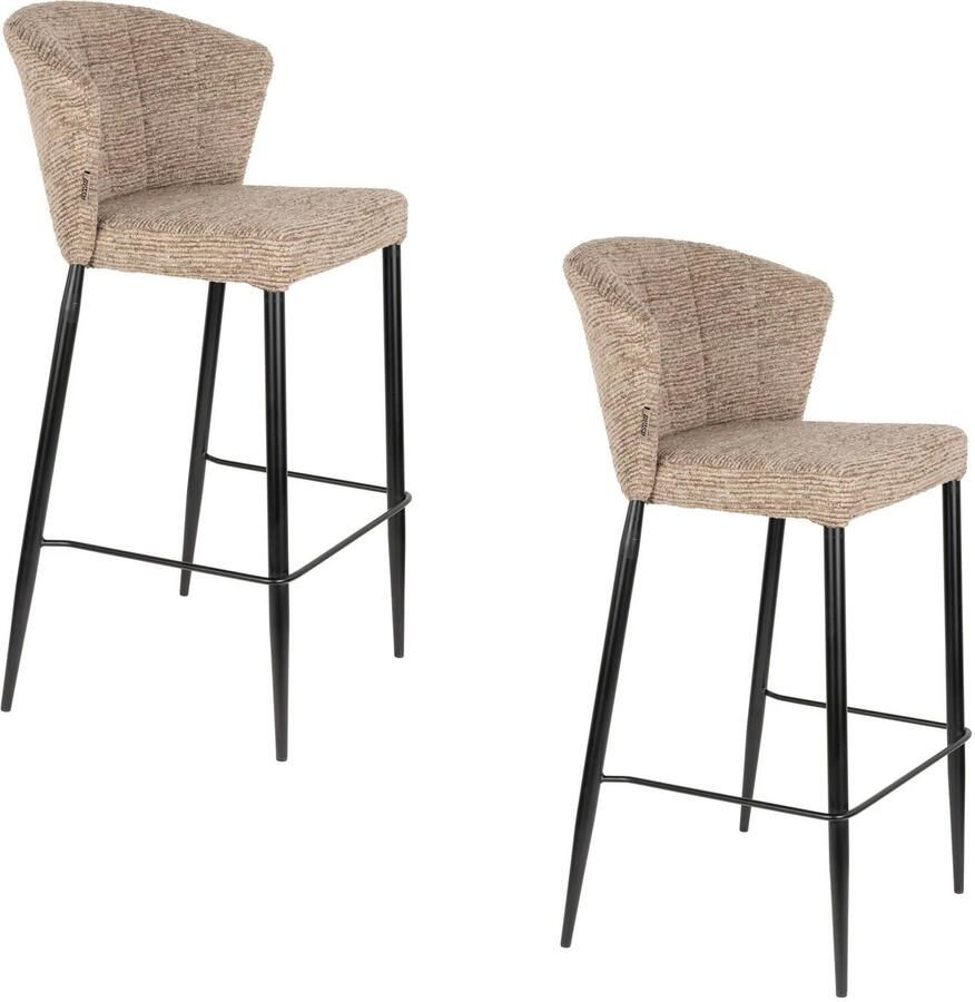 Dutchbone Georgia Barkrukken rugleuning 75 cm Bruin Set van 2