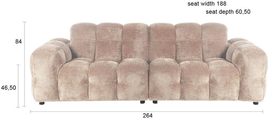 Dutchbone Hackman 3-zitsbank Velours Beige - Foto 3