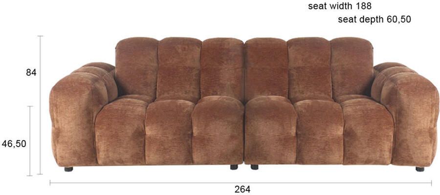 Dutchbone Hackman 3-zitsbank Velours Cognac Bruin - Foto 2