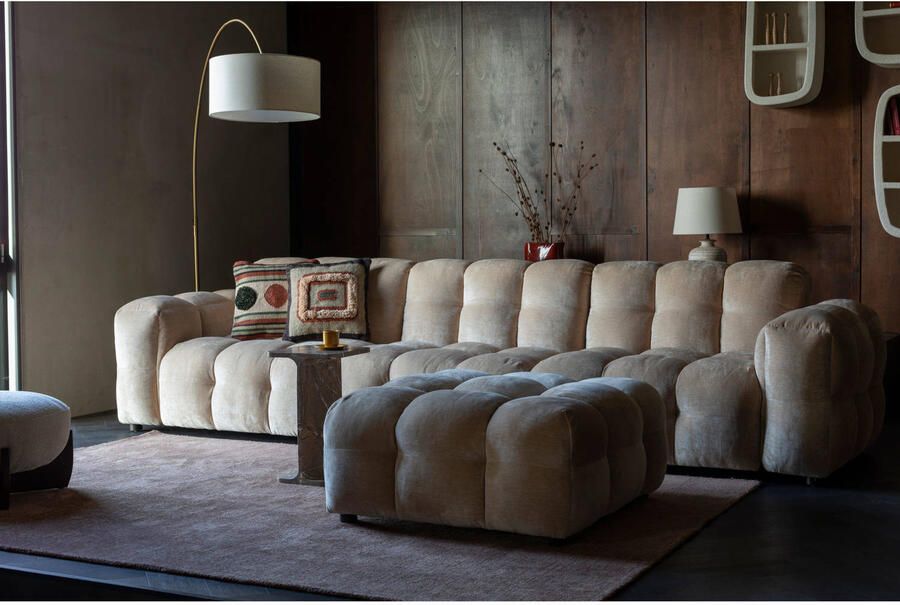 Dutchbone Hackman Hocker Velours Beige