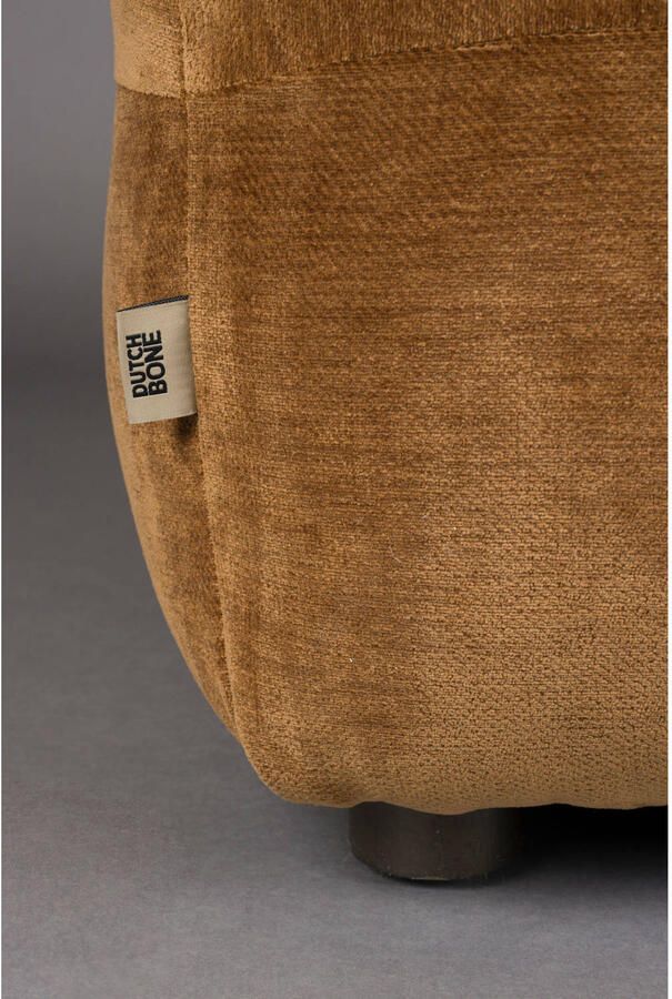 Dutchbone Hackman Hocker Velours Cognac Bruin
