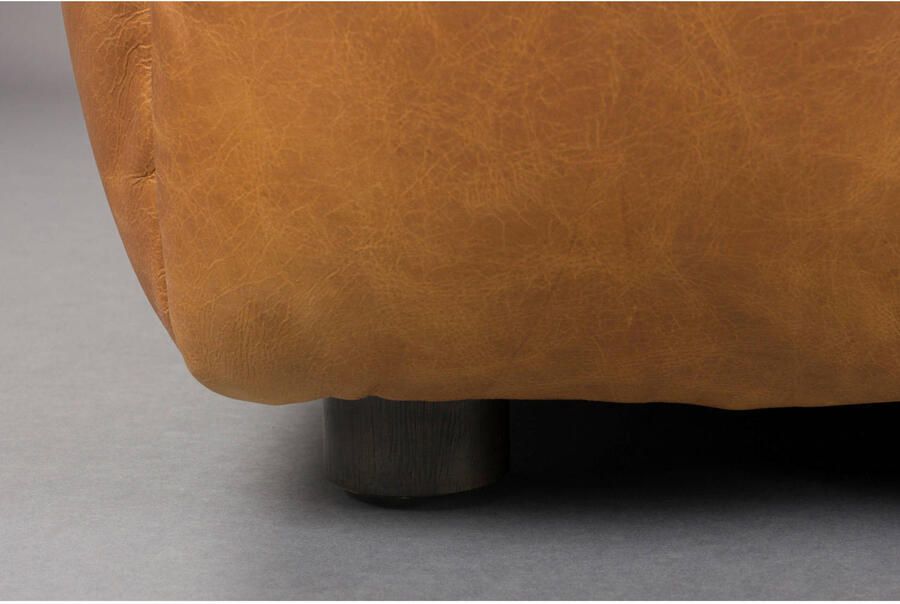 Dutchbone Hackman Hocker Leer Cognac Bruin
