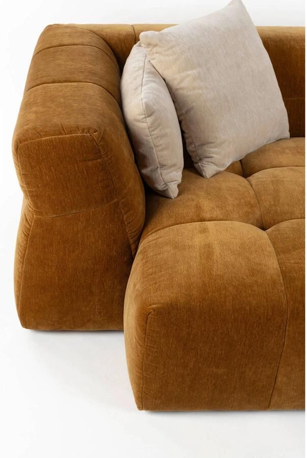 Dutchbone Hodge Bank met Chaise Longue Links Okergeel Bruin - Foto 4