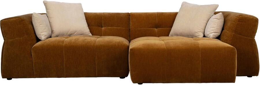 Dutchbone Hodge Bank met Chaise Longue Rechts Okergeel Bruin - Foto 2