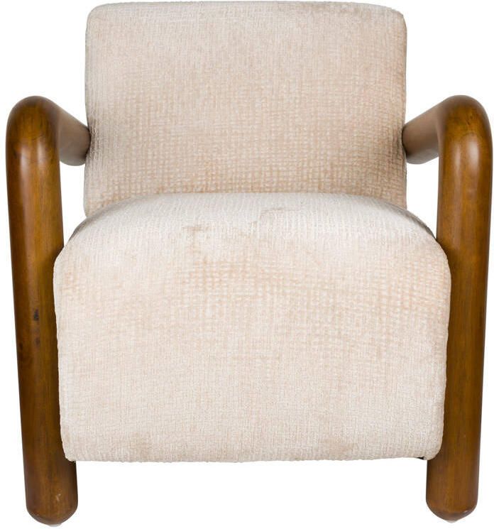 Dutchbone Fauteuil Robinson Chenille en rubberhout Beige - Foto 2