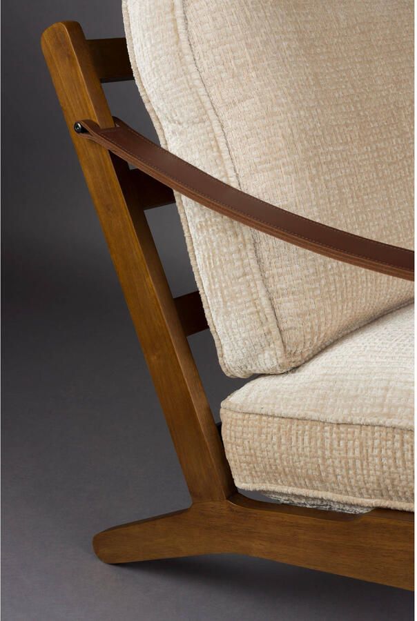 Dutchbone Fauteuil Washington Mangohout en geweven stof Beige - Foto 2