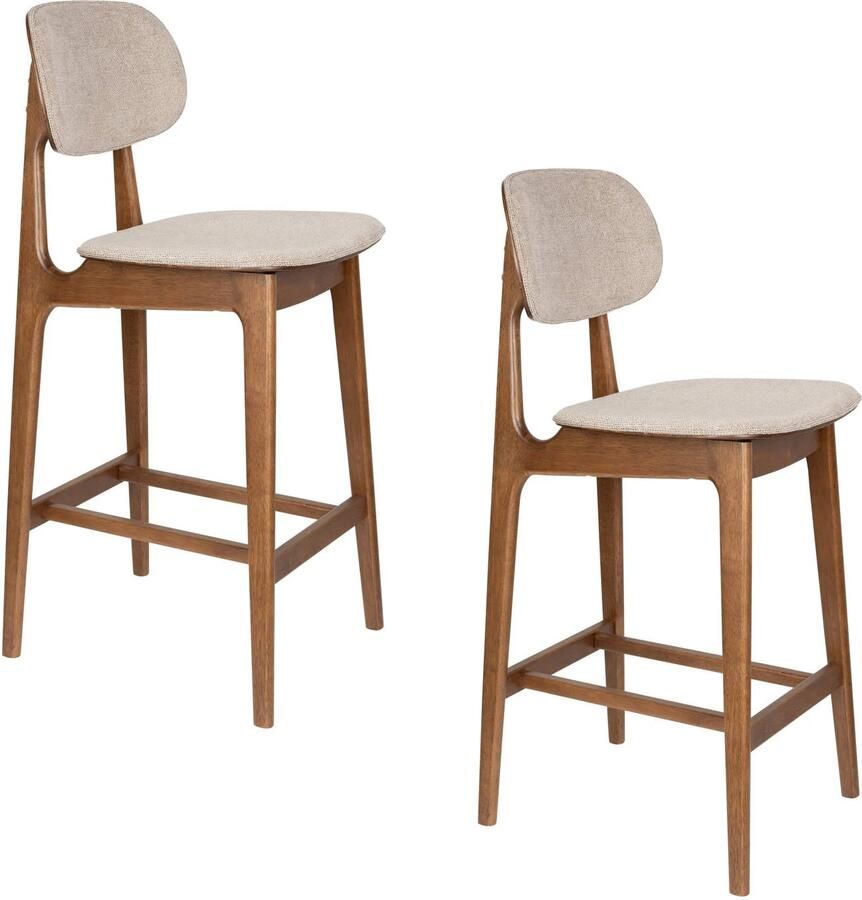 Dutchbone Marais Barkrukken 68 5 cm Walnoot kleur Beige Set van 2