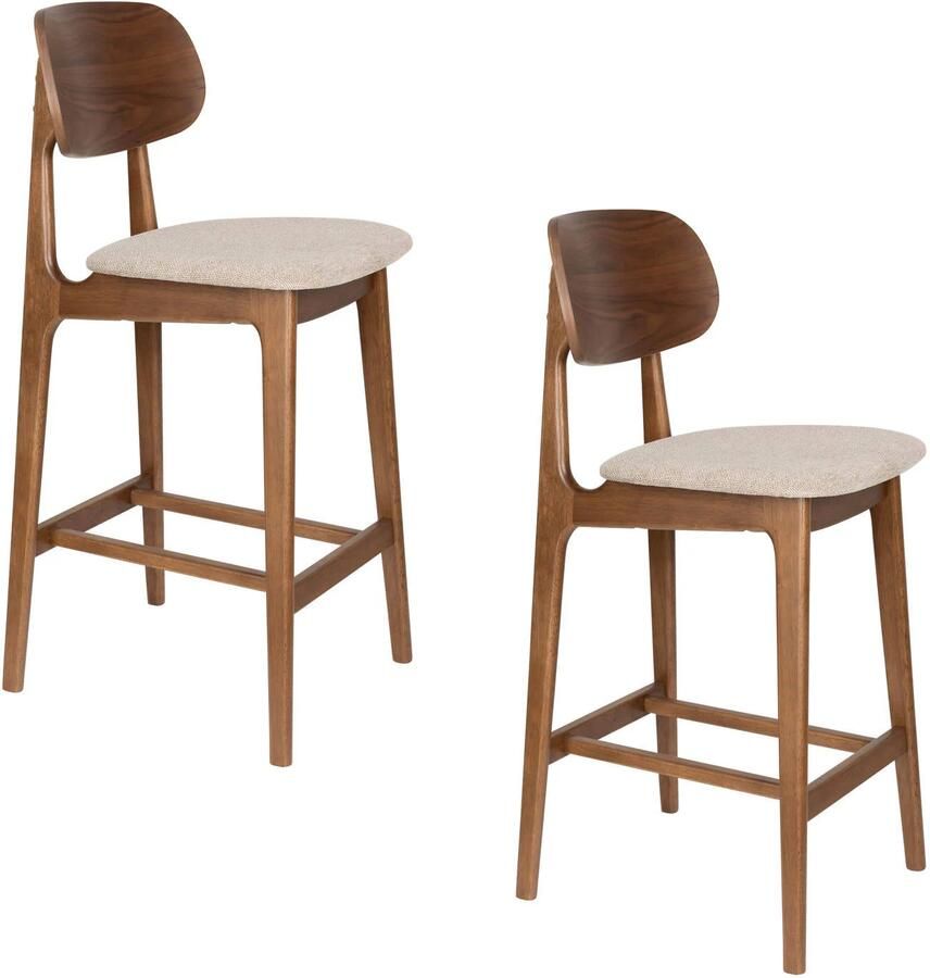 Dutchbone Marais Barkrukken 68 5 cm Walnoot kleur Set van 2
