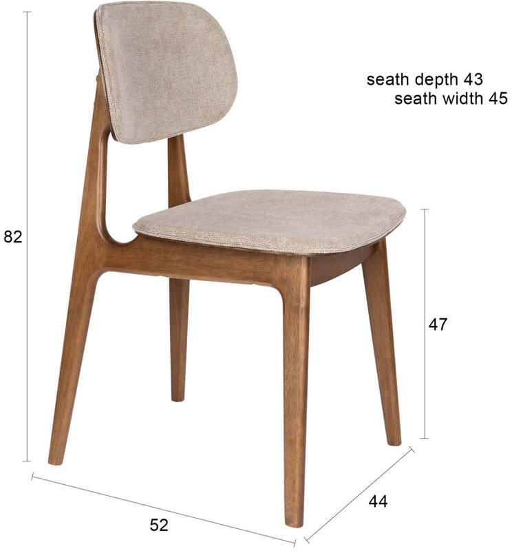 Dutchbone Marais Eetkamerstoelen Walnoot kleur Beige Set van 2 - Foto 2