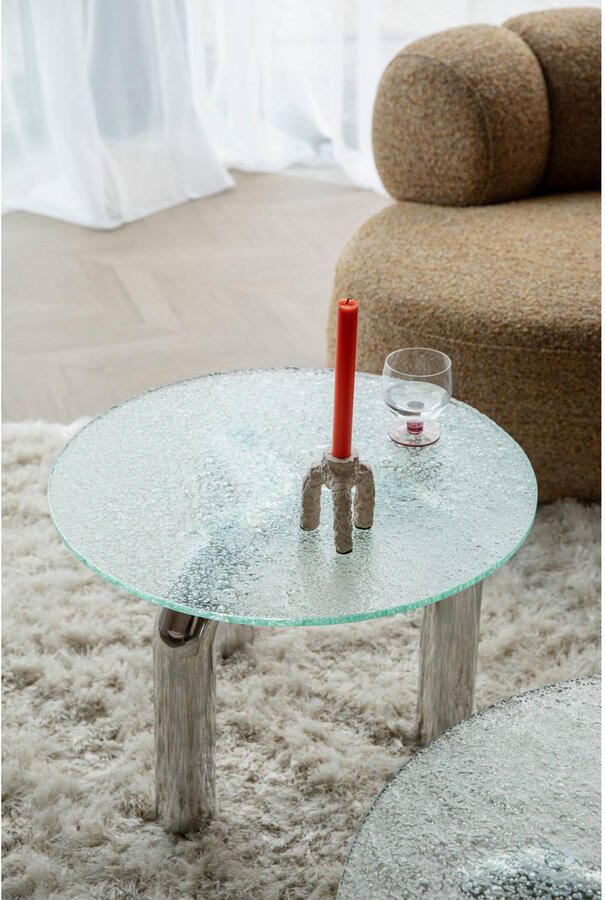 Dutchbone Marly Bijzettafel Rond 60 cm Glas Chroom Zilver - Foto 3